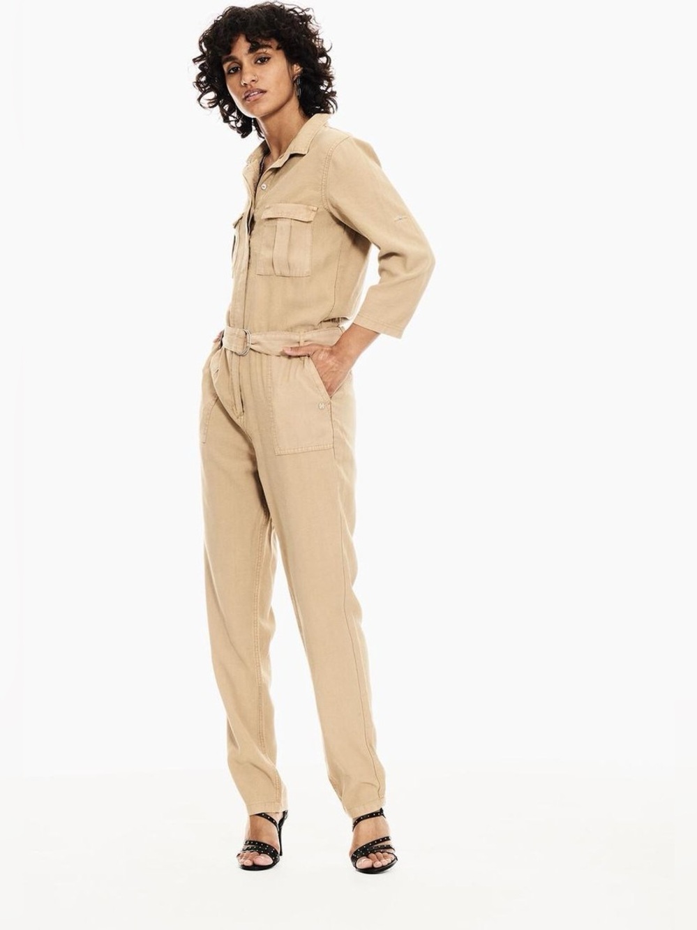 Garcia Belted Utility Jumpsuit in iced coffee Small